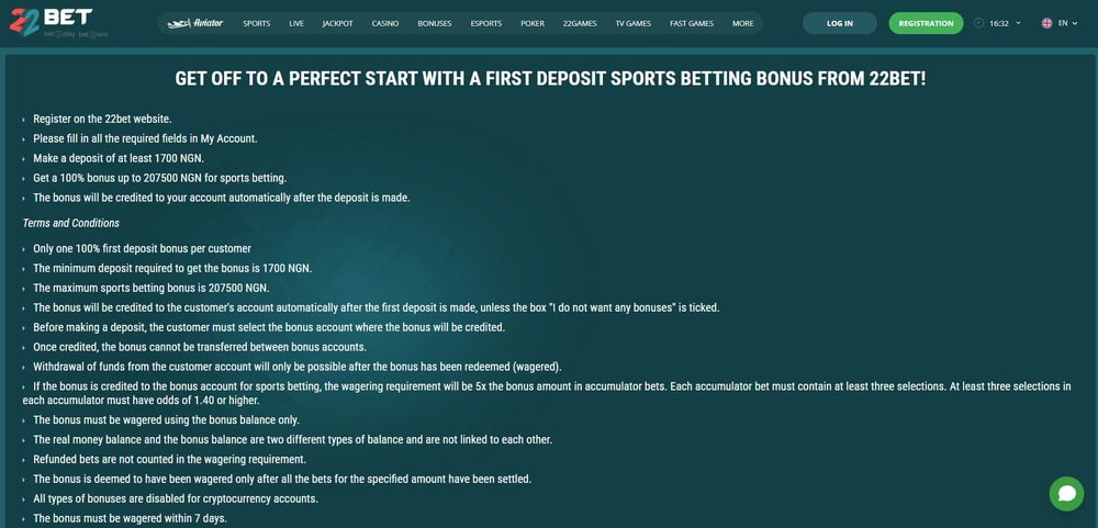22bet bonus terms and conditions